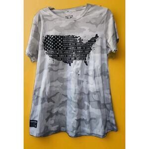 Howitzer Pledge Of‎ Allegiance USA Flag Shirt Womens Camo XL New A129 Excellent